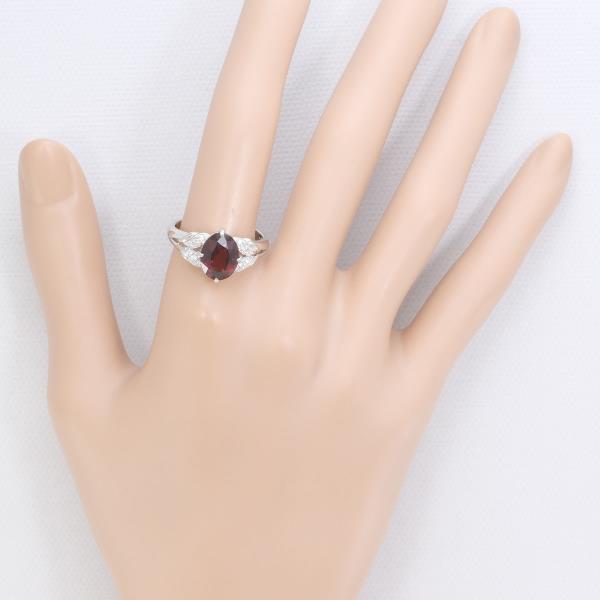 PT900 Platinum Garnet Ring 17号 in Excellent Condition