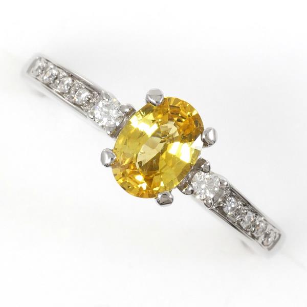 K18 White Gold Yellow Sapphire Diamond Ring