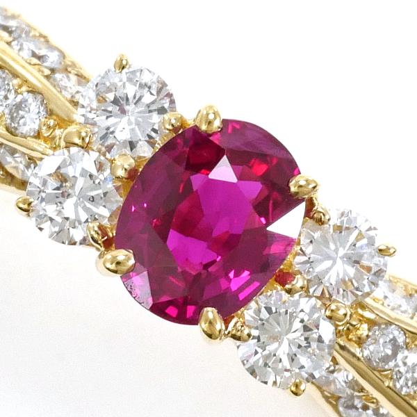 K18 Yellow Gold Ruby Diamond Ring in Excellent Condition