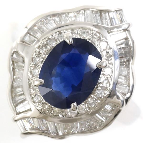 PT900 Platinum Sapphire Ring with Diamonds in Excellent Condition