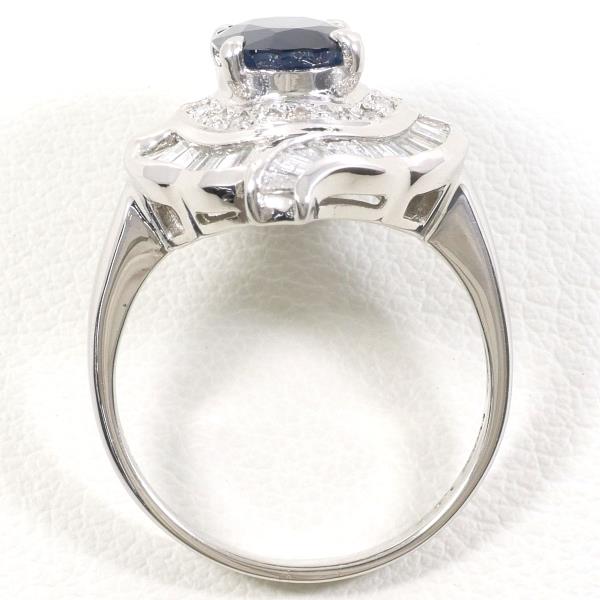 PT900 Platinum Sapphire Ring with Diamonds in Excellent Condition