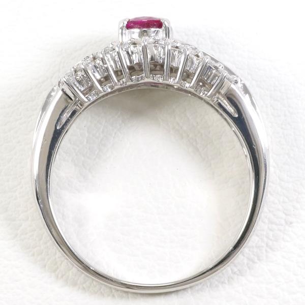 PT900 Platinum Ring with Ruby and Diamond in Excellent Condition