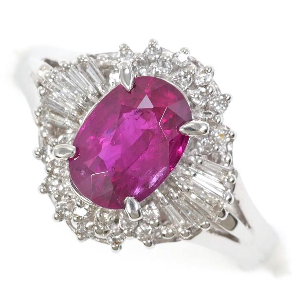 PT900 Platinum Ruby Ring with Diamonds in Excellent Condition