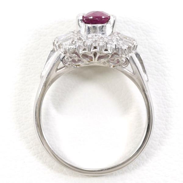 PT900 Platinum Ruby Ring with Diamonds in Excellent Condition