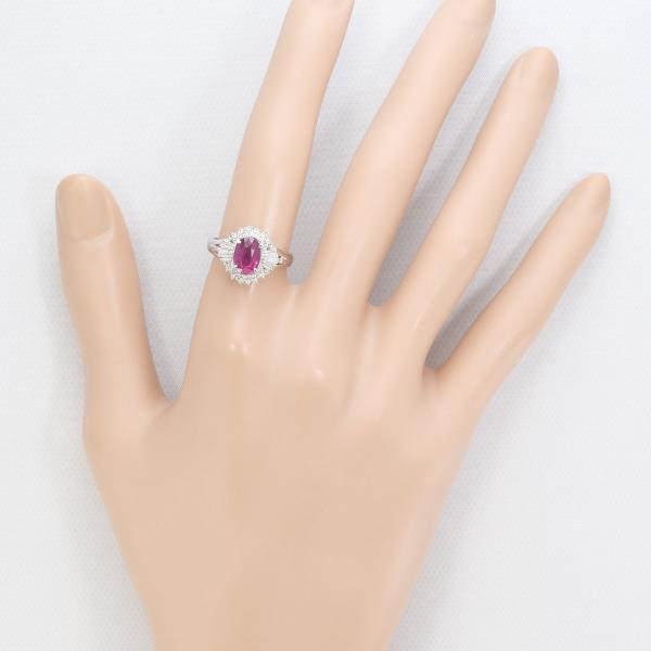 PT900 Platinum Ruby Ring with Diamonds in Excellent Condition