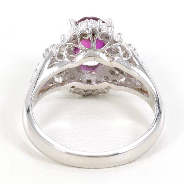 PT900 Platinum Ruby Ring with Diamonds in Excellent Condition