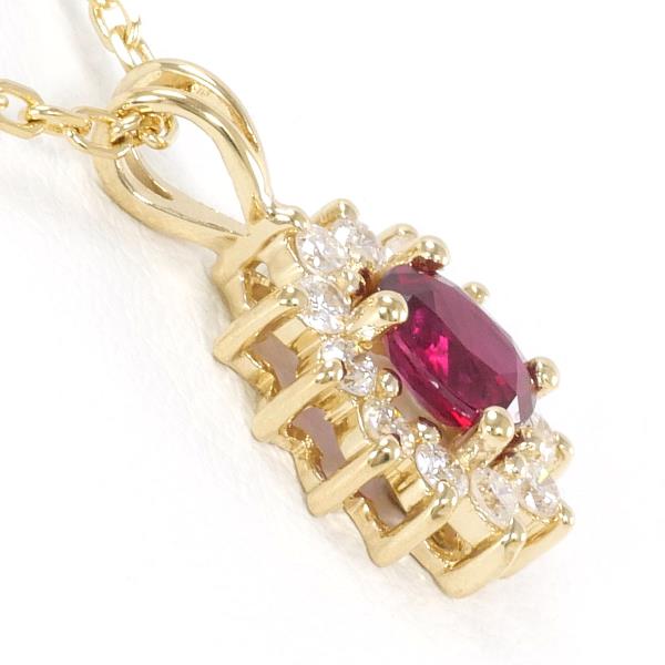 K18 Yellow Gold Ruby Necklace in Excellent Condition