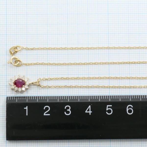 K18 Yellow Gold Ruby Necklace in Excellent Condition