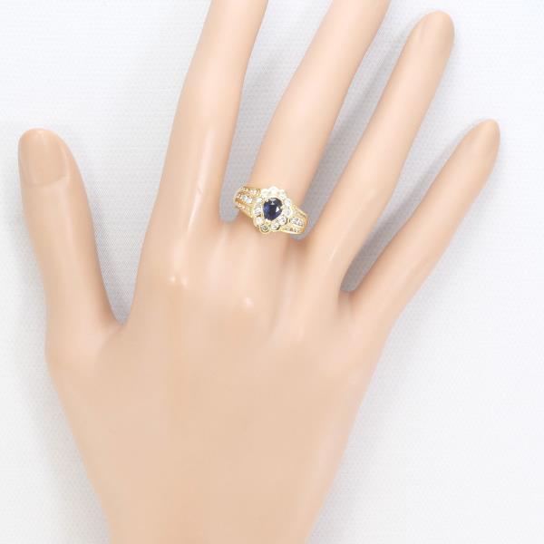 K18 Yellow Gold Ring with Sapphire and Diamond