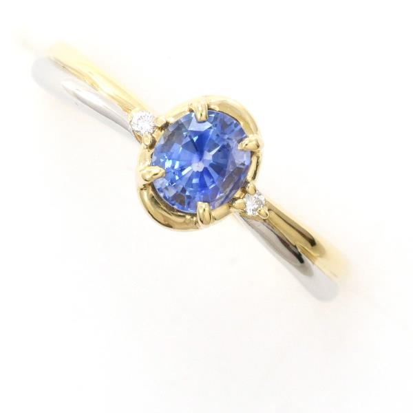 PT900 Platinum K18 Yellow Gold Sapphire Ring in Excellent Condition