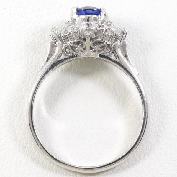 PT900 Platinum Sapphire Ring with Diamond in Excellent Condition