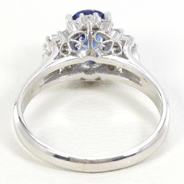 PT900 Platinum Sapphire Ring with Diamond in Excellent Condition