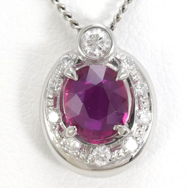 Platinum PT900 PT850 Ruby Diamond Necklace