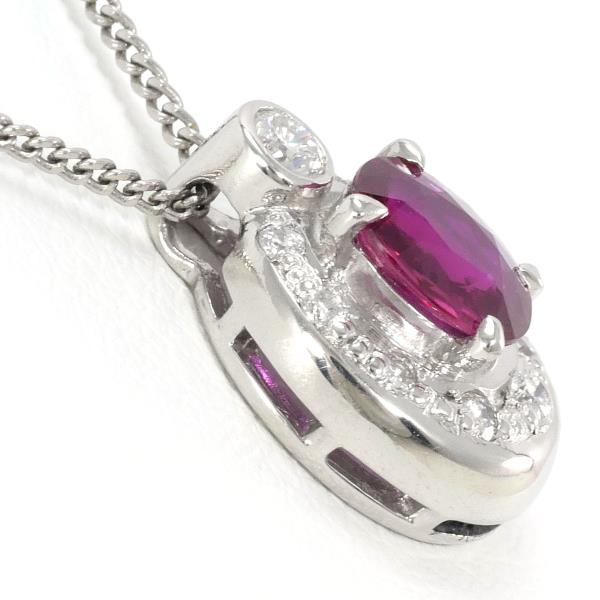 Platinum PT900 PT850 Ruby Diamond Necklace