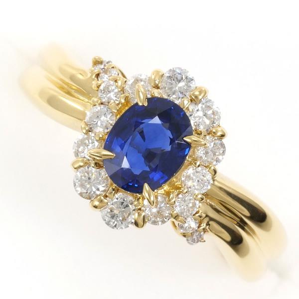 K18 Yellow Gold Sapphire Ring 10号 in Excellent Condition