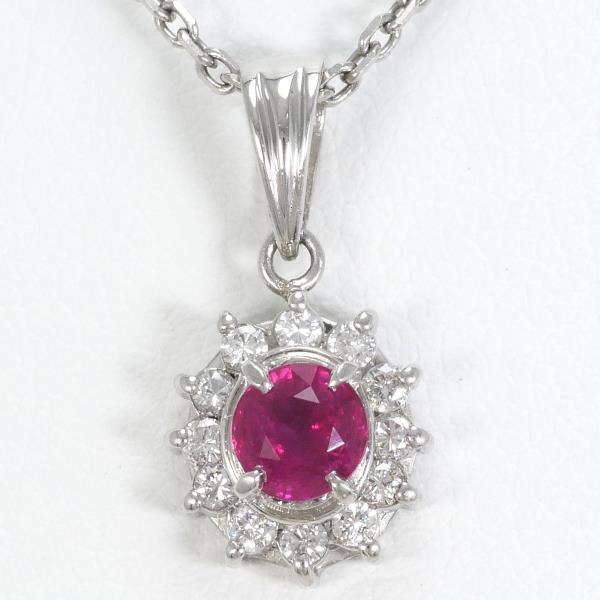 PT900 Platinum PT850 Necklace Ruby 0.50 Diamond 0.20