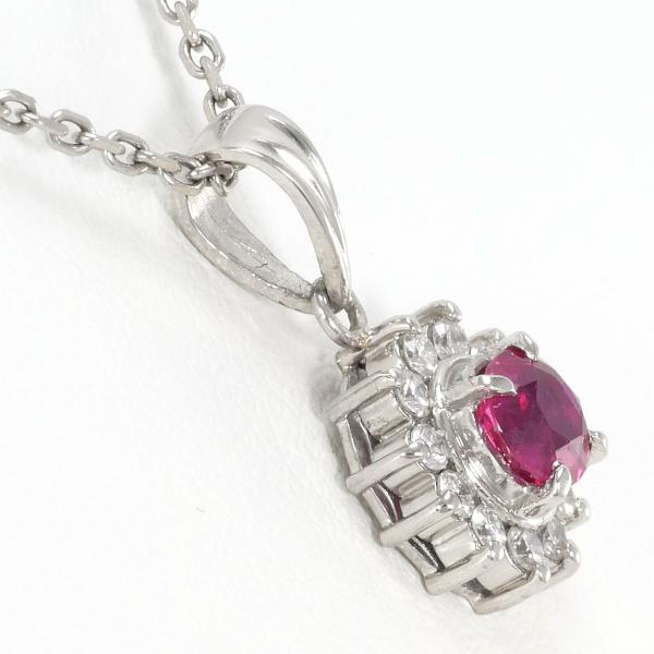 PT900 Platinum PT850 Necklace Ruby 0.50 Diamond 0.20