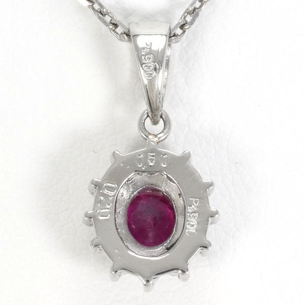 PT900 Platinum PT850 Necklace Ruby 0.50 Diamond 0.20