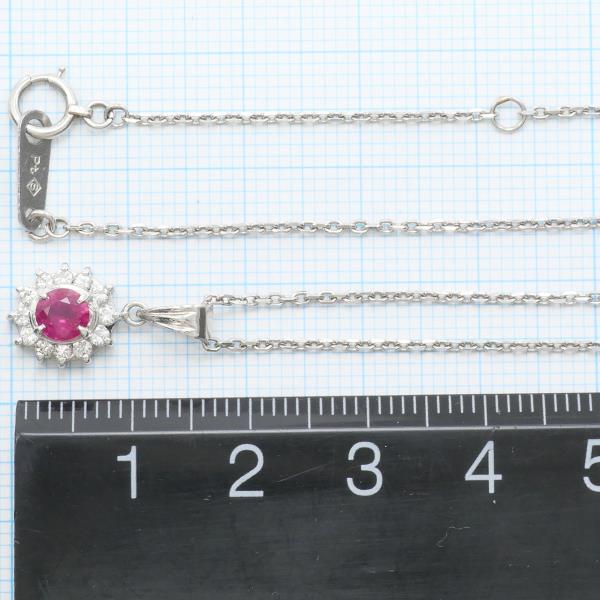 PT900 Platinum PT850 Necklace Ruby 0.50 Diamond 0.20