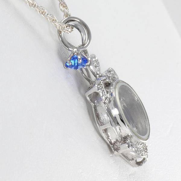 [LuxUness]  Silver Necklace with Cubic Zirconia and Enamel, Weight Approx. 7.2g, Length Approx. 40cm - Preowned in Excellent condition