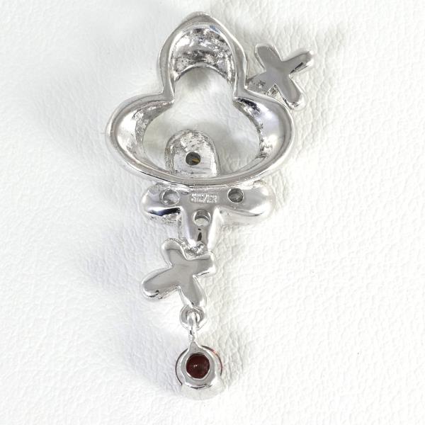 Silver Pendant with Garnet and Cubic Zirconia, Total Weight about 4.4g