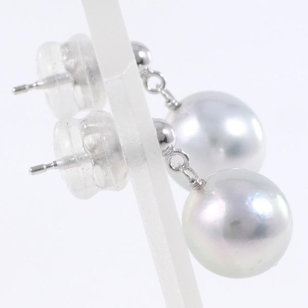K18 White Gold Pearl Earrings, Total Weight Approx 2.3g, Silver, Ladies, Used