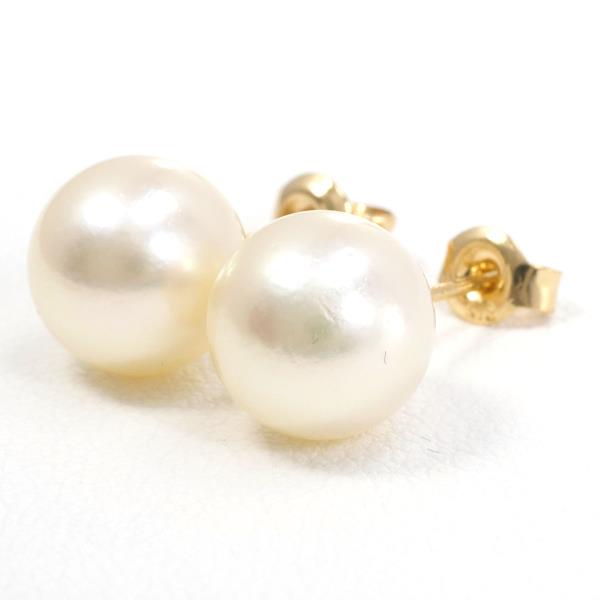 K18 Yellow Gold Pearl Earrings in Great Condition