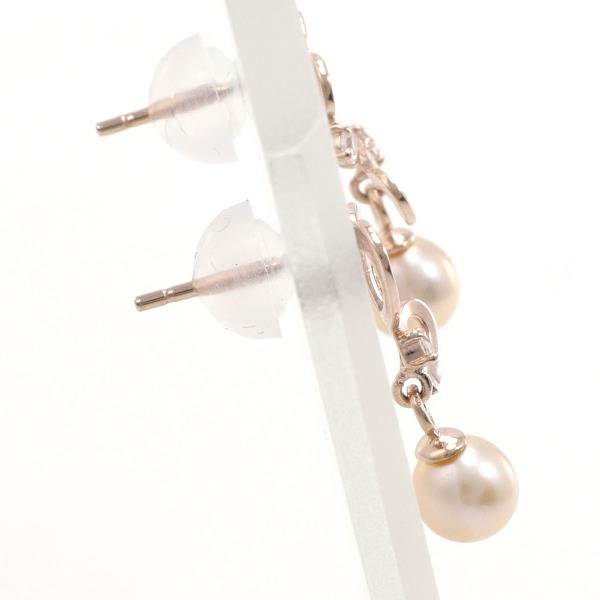 "Heart-shaped K10 10k Pink Gold, Pearl & White Topaz Earrings-Pink Gold Pearls for Women"