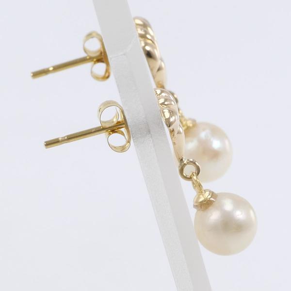 Ladies' Feathered K18 Yellow Gold & Pearl Earring