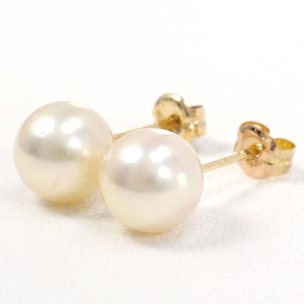 K18 Yellow Gold Pearl Earrings in Excellent Condition