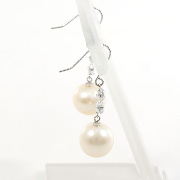 10k Gold Zirconia Pearl Drop Earrings in Excellent Condition