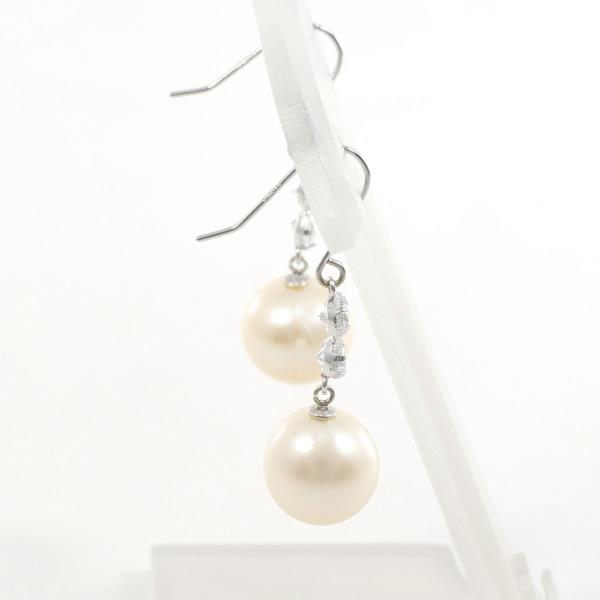 [LuxUness] 10k Gold Zirconia Pearl Drop Earrings Metal Earrings in Excellent condition