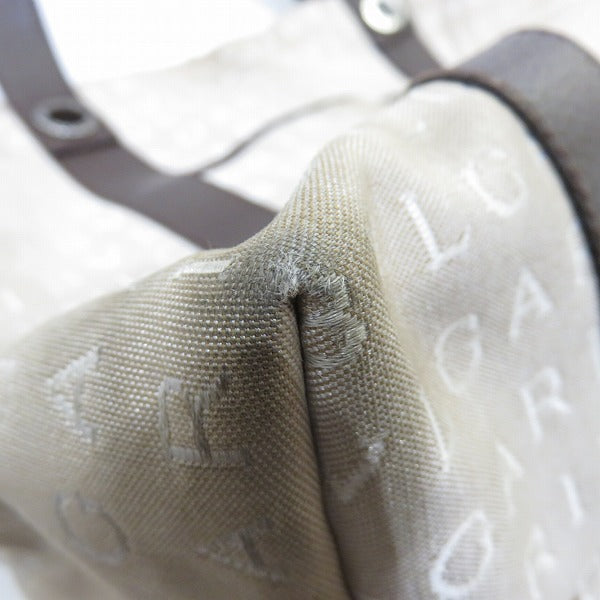 Bvlgari Logo Mania Canvas Leather Tote Bag in Good Condition