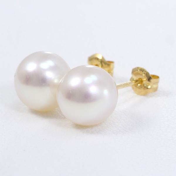 K18 Yellow Gold Pearl Earrings in Great Condition