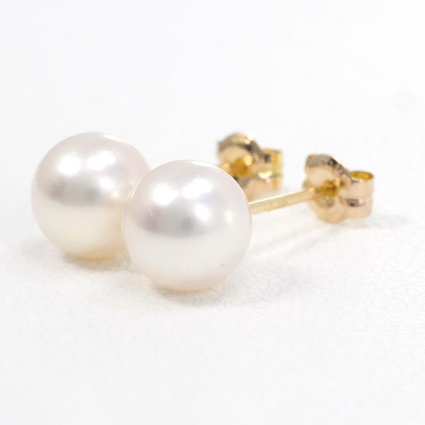 K18 Yellow Gold Pearl Earrings in Excellent Condition