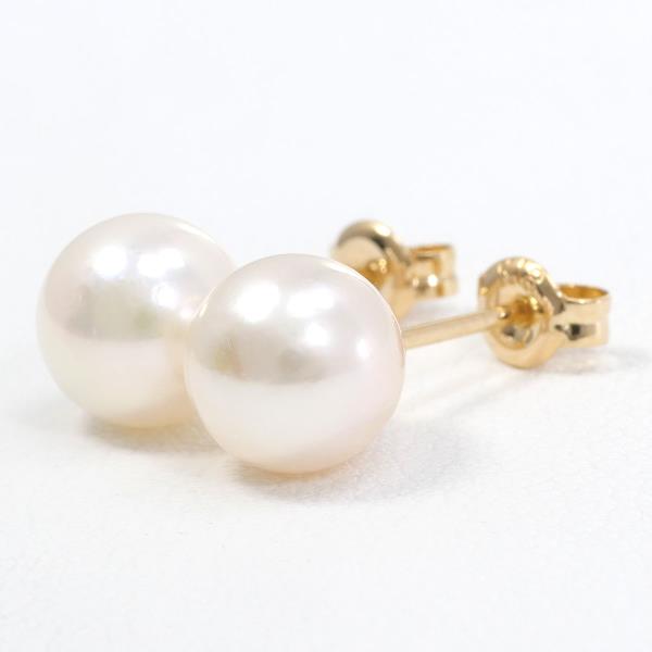 K18 Yellow Gold Pearl Earrings in Great Condition