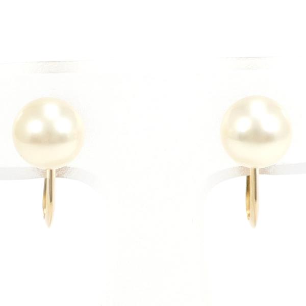 K18 Yellow Gold Pearl Earrings in Excellent Condition