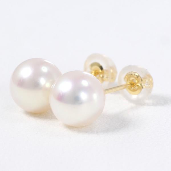 K18 Yellow Gold Pearl Earrings in Excellent Condition