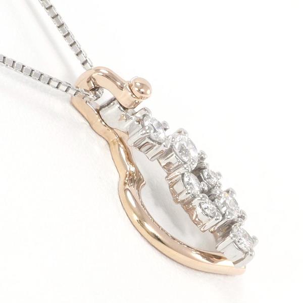 18K White and Pink Gold Diamond Necklace, Total Weight Approx. 4.7g, Length Approx. 46cm, Diamond 0.30ct