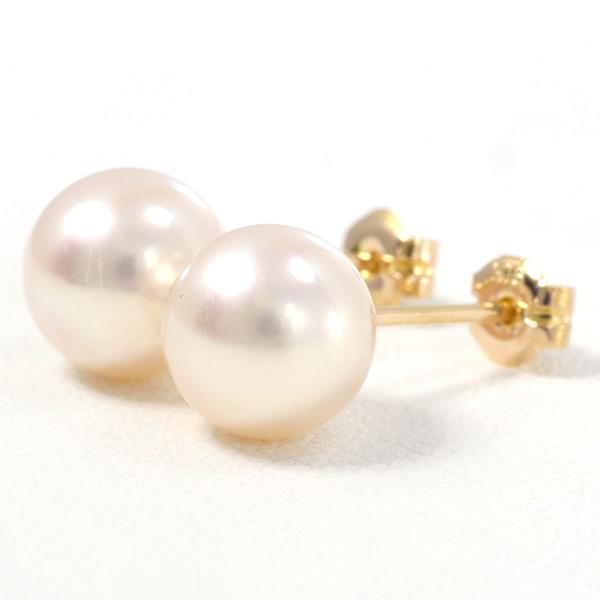 K18 Yellow Gold Pearl Earrings in Great Condition