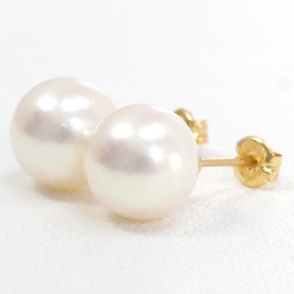 K18 Yellow Gold Pearl Earrings 2.1g in Great Condition