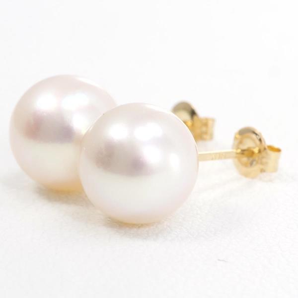 K18 Yellow Gold Pearl Earrings, 1.7g in Great Condition