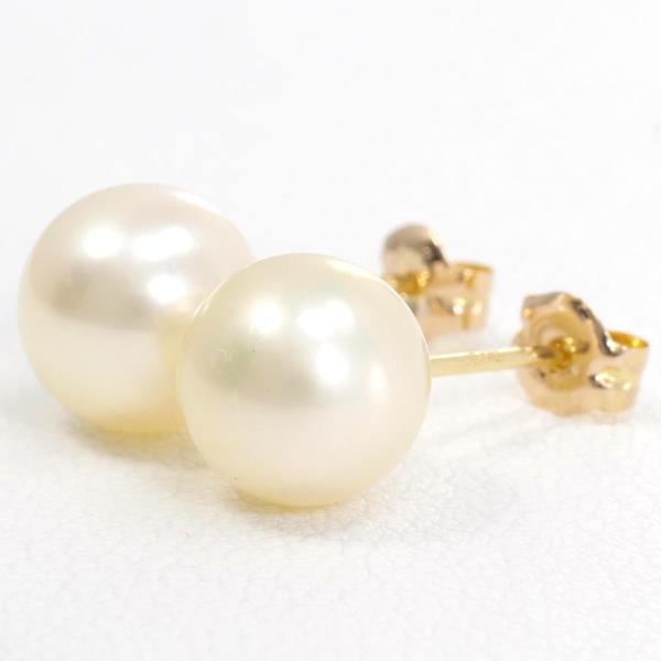 K18 Yellow Gold Pearl Earrings in Great Condition