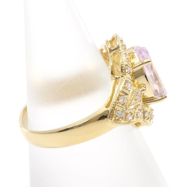 K18 18K Yellow Gold Ring with 3.21ct Kunzite & 0.24ct Diamond, Size 12, Weight Approx 5.6g, Ladies 【Used】