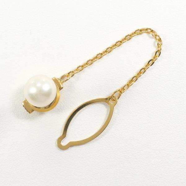 K18 Yellow Gold Pearl Pin Brooch in Excellent Condition