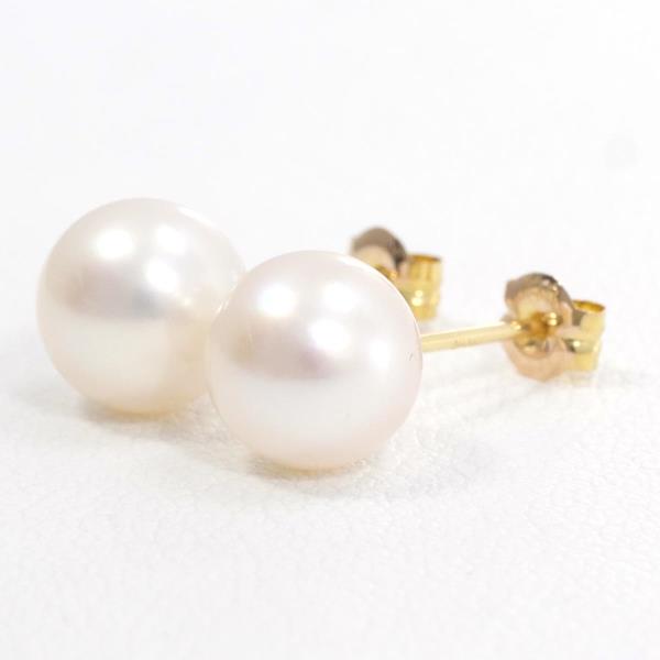 K18 Yellow Gold Pearl Earrings in Excellent Condition