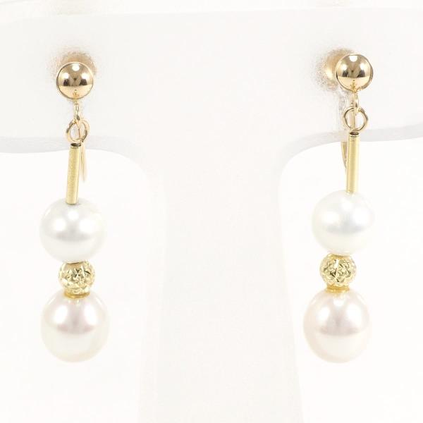 K18 Yellow Gold Pearl Earrings in Excellent Condition