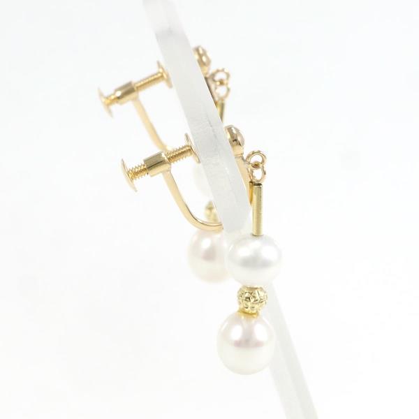 K18 Yellow Gold Pearl Earrings in Excellent Condition