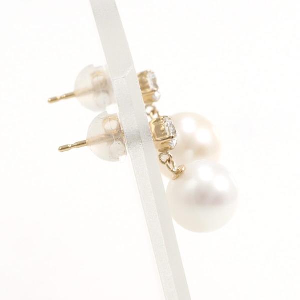 K18 Yellow Gold Pearl Zirconia Earrings in Great Condition