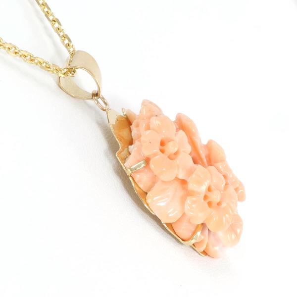 18K Yellow Gold Coral Necklace, Total Weight Approx. 8.6g, Length Approx. 40cm